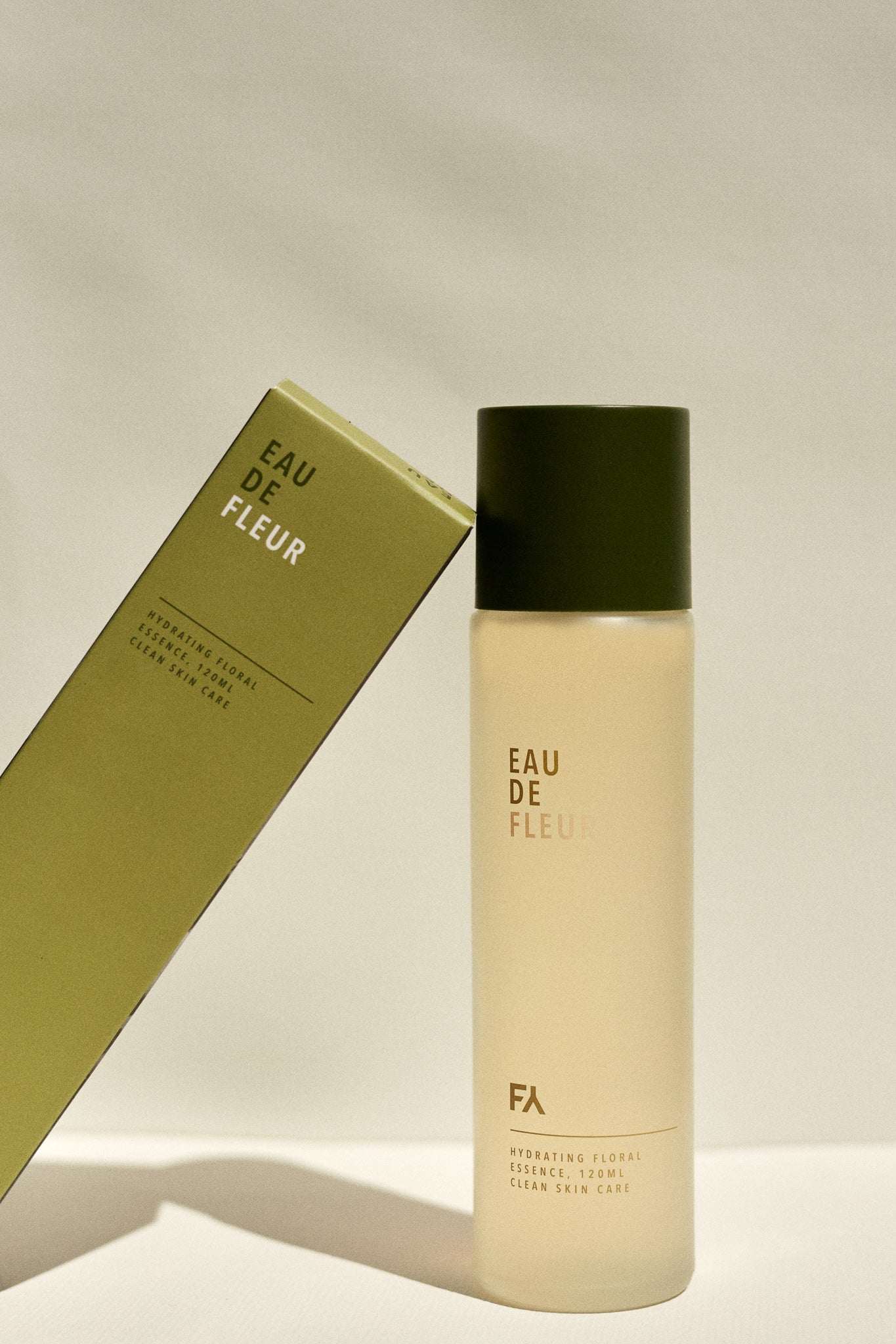 Campaign image of the Eau de Fleur hydrating floral essence by Fields of Yarrow with the packaging