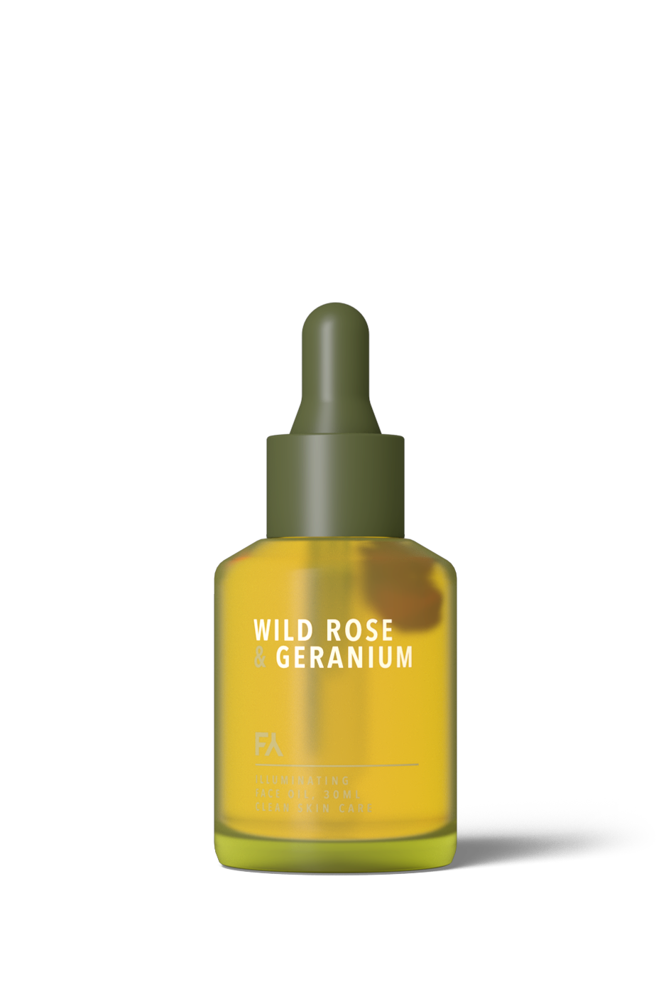 Product picture of the Wild Rose & Geranium Illuminating Face Oil by Fields of Yarrow on a transparent background.